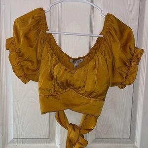 Women's Mustard Puff Sleeve Top